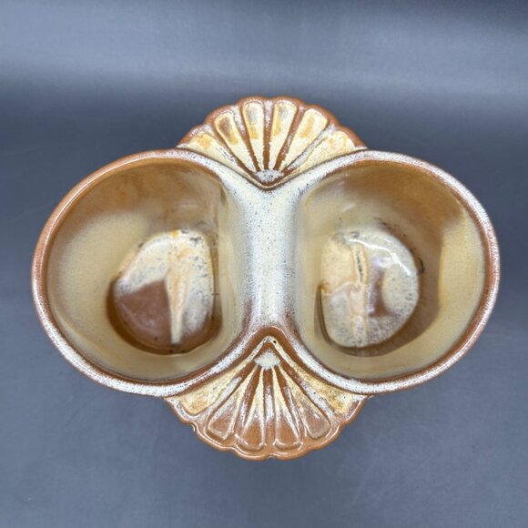 Vintage Frankoma Pottery Double Herb Pot Planter Shell Pen Holder USA Retro - Picture 6 of 14